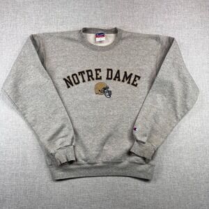 VTG 90s Champion Notre Dame Fighting Irish Crewneck Sweatshirt Men S Gray Helmet